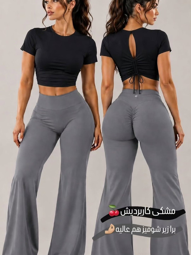 کراپ تیشرت فلامنت اسپندکس زنانه